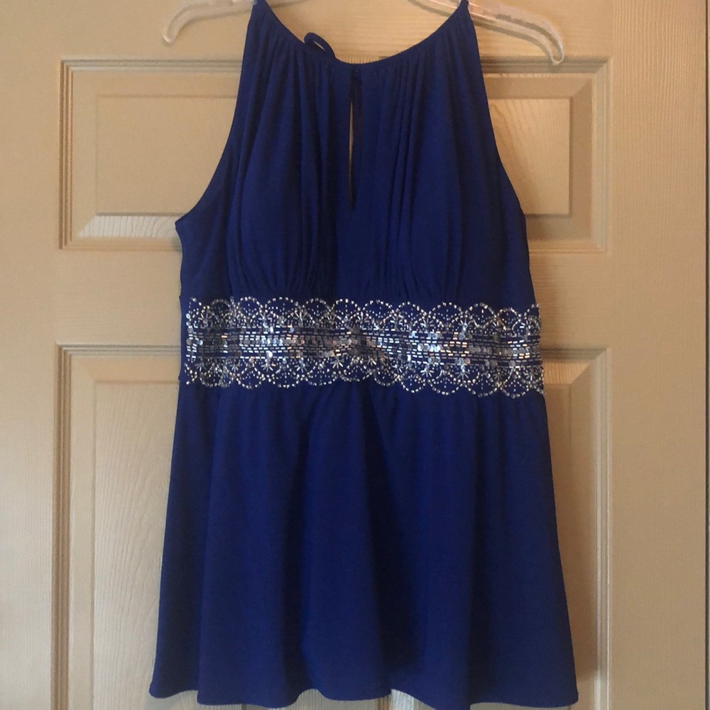 NWT XL Royal blue top with built in bra padding
